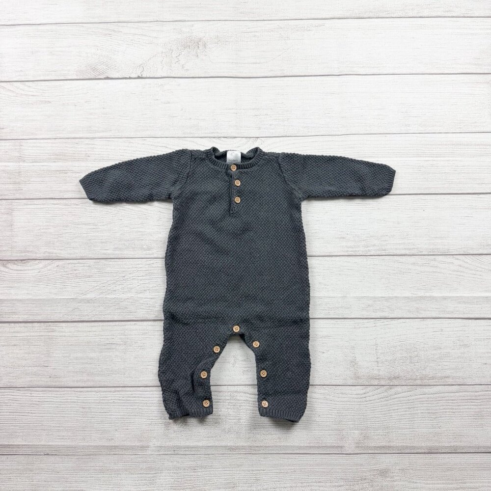 Modern Moments Solid Neutral Knit Button Romper